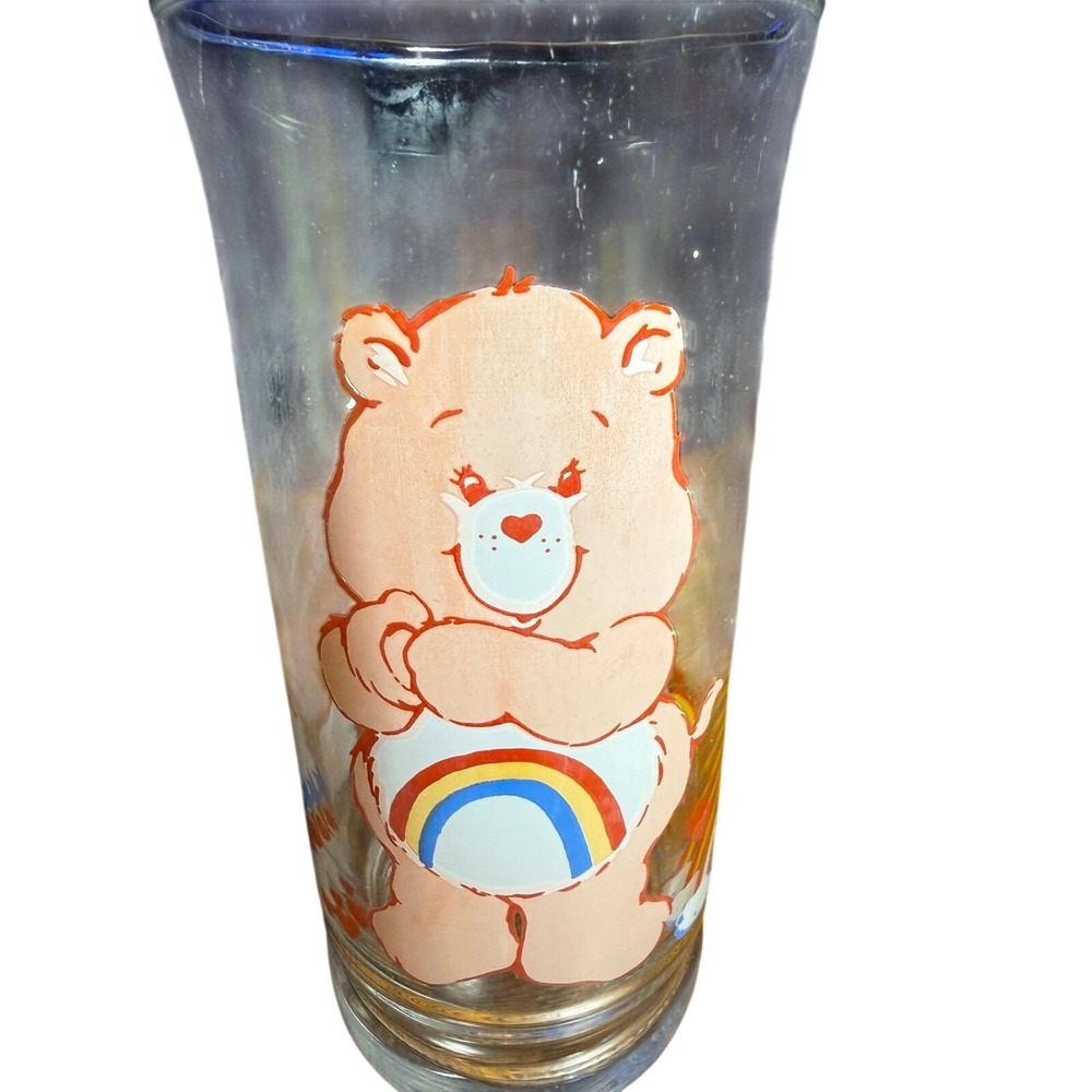 Vintage 1983 Care Bears Cheer Bear Pizza Hut Collector Series Glass 6 Inch